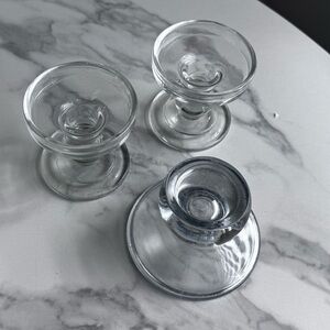 Set of 3 Clear Glass Candle Holders